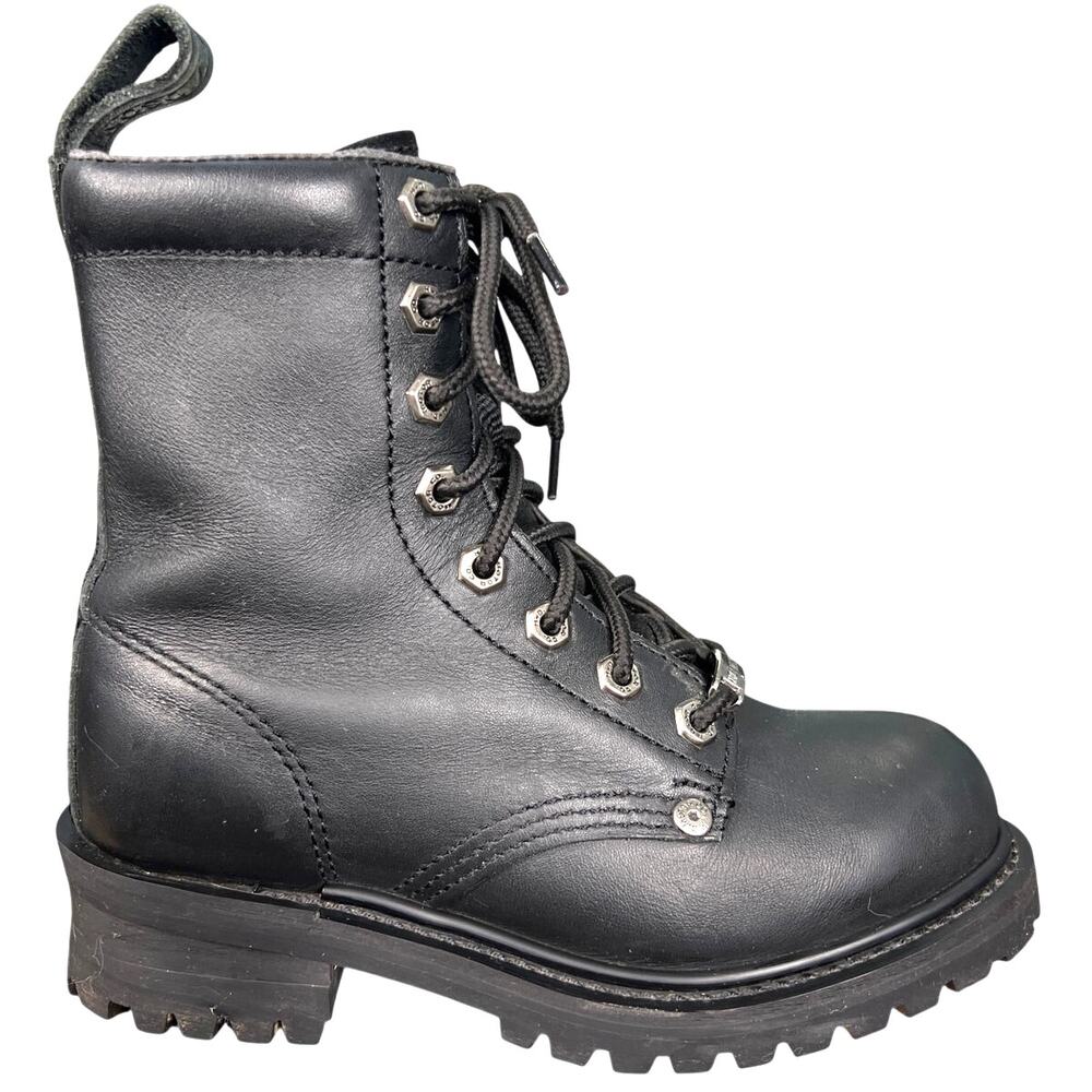 Harley Davidson Women’s Black Leather Moto Boots Size US 5.5